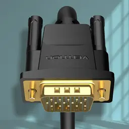 Кабель Vention VGA(3+6) Male to Male Cable with ferrite cores 3M Black (DAEBI) - мініатюра 2