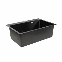 Кухонна мийка Platinum Handmade 65x45 PVD чорна (сифон круглий 3.0/0.8) - мініатюра 2