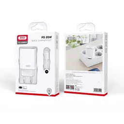 Мережевий зарядний пристрій XO L90B EU PD20W Light fast home charger with Lightning cable Білий - мініатюра 4