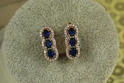 Сережки Xuping Jewelry Семафор із синіми каменями 1,6 см золотисті