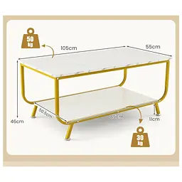 Журнальний стіл Costway Marble двоярусний білий - мініатюра 7