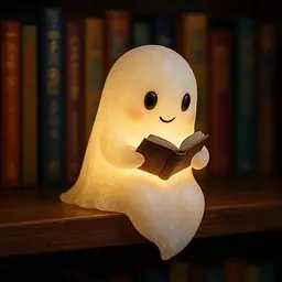 Світний привид Lscsdf Glowspirit Ghost, милий привид, що читає книгу, світний привид, зі смоли, що зігріває більше