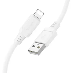 Кабель BOROFONE BX115 Lotto silicone charging data cable USB to iPhone силіконове оплетення білий - мініатюра 3