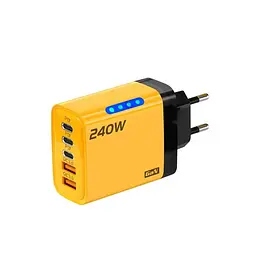 Зарядний пристрій No Brand 240W 2xUSB+3xType-C PD Жовтий (SH0000414)