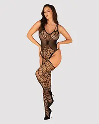 Ажурний бодістокінг під павутину Obsessive Bodystocking G325 black S/M/L, чорний, комбінезон - мініатюра 3