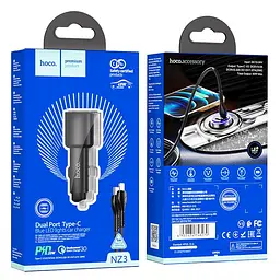 Зарядний набір адаптер автомобільний + кабель HOCO NZ3 Clear way dual port car charger set 2 x Type-C 40w - мініатюра 8