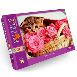 Пазл Danko Toys Котик у трояндах 2000 ел. Рожевий (IP-177-P-255)