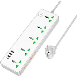 Подовжувач Hoco Talento 5-position socket AC13A 3USB/Type-C, 10A