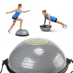 Балансувальна платформа (півсфера) Cornix Bosu Ball 58 см з еспандерами Grey XR-0455 - мініатюра 6