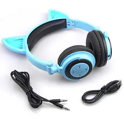 Bluetooth навушники Linx BL108A з котячими вушками LED Сині (SUN0481) - мініатюра 5