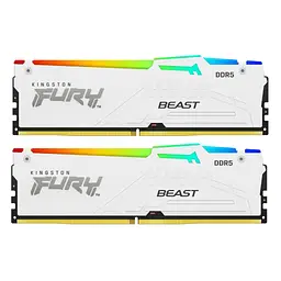 Модуль пам'яті для комп'ютера DDR5 64GB (2x32GB) 5600 MHz Beast White RGB Kingston Fury (ex.HyperX) (KF556C36BWEAK2-64) - мініатюра 1