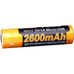 Акумулятор Fenix 18650 (2600 mAh) micro usb зарядка - мініатюра 5