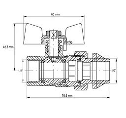 Кран з американкою Koer 1/2" "антіпротечка" KR.227-Gi KR0189 - мініатюра 3