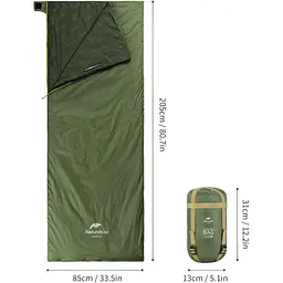 Спальний мішок Naturehike LW180 Mini NH21MSD04 XL Left Dark Green (697564188436) [146676] - мініатюра 2