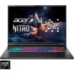 Ноутбук Acer Ігровий 18'' Nitro 18 AI AN18-61, WQXGA IPS 165, процесором AMD Ryzen™ Al 7 350 (16M Cache, up to 5.0 GHz), 16GB DDR5, 1TB SSD, GeForce RTX 5060