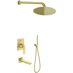 Душова система Kohlman Experience 30 brushed gold + BOX прихованого монтажу KPL-QW211EGDBR30, Золотий