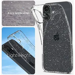 Чехол Spigen Liquid Crystal Glitter для iPhone 16 Crystal Quartz (ACS08192) + защитное стекло - мініатюра 7