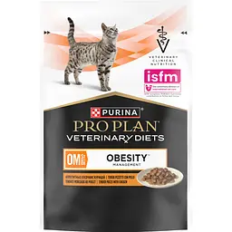 Набір вологого корму для дорослих котів Purina Pro Plan Veterinary Diets OM Obesity Management St/Ox для схуднення з куркою (10 x 85 г)  - мініатюра 5
