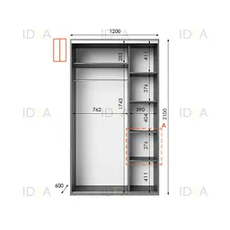 Шафа-купе Idea серія 5 120 x 60 x 210 см Венге темний Дзеркало - мініатюра 2