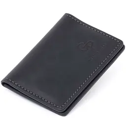 Візитниця з обкладинкою для ID-паспорта з натуральної шкіри Grande Pelle 11290 чорна - мініатюра 1