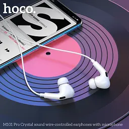 Навушники Hoco M101 Pro Crystal sound wire-controlled earphones with microphone білий - мініатюра 3