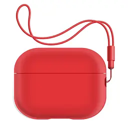 Силіконовий чохол для навушників Apple AirPods Pro 2 2022, Silicone Case with straps, червоний, захисний чохол з ремінцем, ультратонкий і легкий, повний захист, з підвіскою, м"який силікон, ArmorStandart (ARM68614)