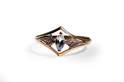 Каблучка з червоного золота з топазом і діамантами 14 K-0389 - мініатюра 4