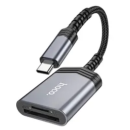 Адаптер перехідник Hoco UA25 2 в 1 card reader Type-C сірий - мініатюра 6