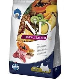 Сухий низькозерновий корм Farmina N&D TROPICAL SELECTION для дорослих собак дрібних порід з ягням та тропічними фруктами, 5 кг
