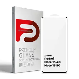 Захисне скло для Xiaomi Redmi Note 15 4G/Note 15 5G, Edge Glue Curved, з вигнутими краями і заокругленнями з боків, на весь екран, глянцеве скло з рамкою, загартоване, ударостійке, олеофобне покриття, клейовий шар по контуру, ArmorStandart (ARM90044)