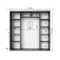 Шафа-купе Idea серія 7 210 x 60 x 210 см Венге темний Дзеркало - мініатюра 2