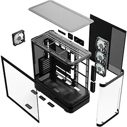 Корпус Modecom VOLCANO AQ200 ARGB MIDI FRONT LCD, 4x120mm fans ЧОРНІЙ без Блок живлення ATX - мініатюра 10