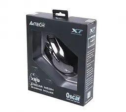 Миша A4Tech X89 Game Oscar Neon mouse Black, Optical, USB, 2400 dpi, Gaming X7, кабель 1,8 м - мініатюра 4