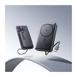 Батарея універсальна HOCO 10000 mAh Origen Dual PD/20W Magnetic with cable Type-C Metal Gray (Q44 / 714983) - мініатюра 10