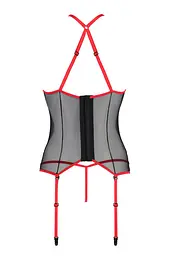 Корсет з пажами Passion Satara CORSet XXL/XXXL red стрінги мереживо застібки спереду та ззаду - мініатюра 4