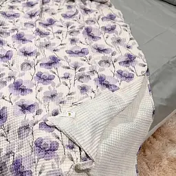 Покривало вафельне євро L&M Home Textiles 20585 200×230 см біле з фіолетовим - мініатюра 2