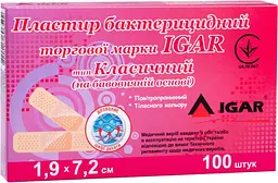 Пластир бактерицидний медичний Igar на бавовняній основі 7,2 х 1,9 см класичний 100 шт.