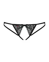 Жіночі стрінги Obsessive Picantina Crotchless Thong Black L/XL - мініатюра 3