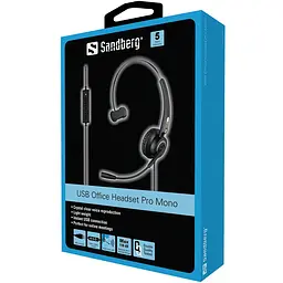 Навушники Sandberg USB Office Headset Pro Mono з мікрофоном - мініатюра 3