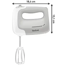 Ручний міксер Tefal Prep`Mix HT450B38, 450 Вт 5 налаштувань швидкості, Turbo, білий | сірий - мініатюра 6