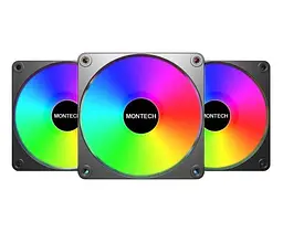 Набір із трьох вентиляторів для корпусу 120MM GF120 V2 ARGB PWM 3I1(B) MONTECH - мініатюра 2