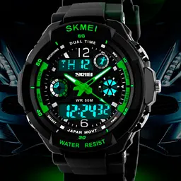 Наручний годинник чоловічий Skmei S-Shock Green 0931 Чорний (077) - мініатюра 3