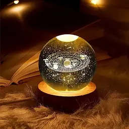 Декоративний 3D нічник Кришталева куля + дерево LED світильник Сонячна система тепле світло 5V - мініатюра 7