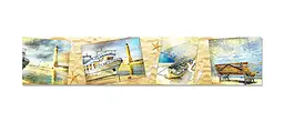 Кухонний фартух Happy Pocket Море у фотографіях вінілова наклейка ПВХ корабель маяк Бежевий 60х300 см Z180847 - мініатюра 7