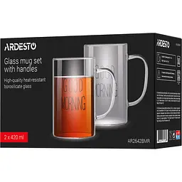 Набір чашок Ardesto Good Morning з ручками 420 мл 2 шт. (AR2642BMR) - мініатюра 4