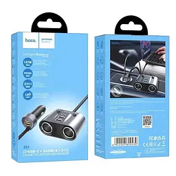 Автомобільний зарядний - розгалужувач HOCO Z51 Establisher 2-in-1 cigarette lighter 147W - мініатюра 2