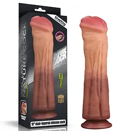 Фалоімітатор LoveToy Dual Layered Silicone Cock 12" 30 см коричневий - мініатюра 10