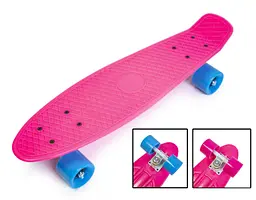 Пенні борд скейт 55 х 15 см до 80 кг. ABEC-7 матові колеса Penny Board Малиновий - мініатюра 2