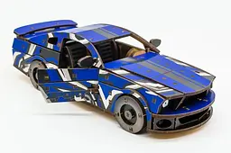 Конструктор "Muscle Car" Puz-00642 дерев'яний, 162 дет., синій колір нар. моделі 24 x 9 x 7 см PuzzleOk - мініатюра 4
