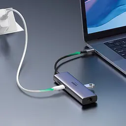Док-станція USB3.1 Type-C --> HDMI 4K60Hz/USB 3.0x2/RJ45/SD/TF/PD 100W Ugreen CM512 Сіра - мініатюра 4